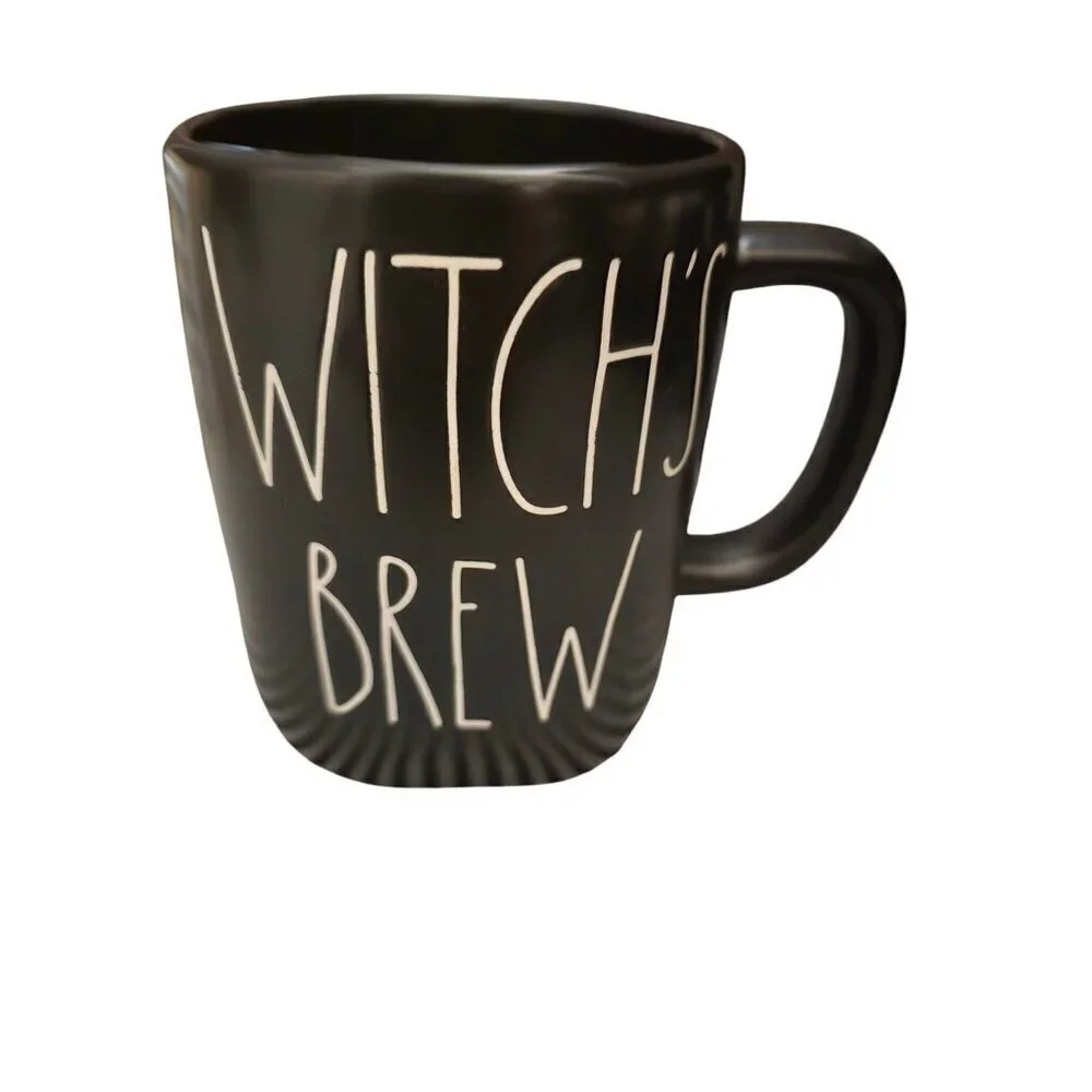 NWT Rae Dunn Halloween Witch's Brew Coffee Mug Black White 2022